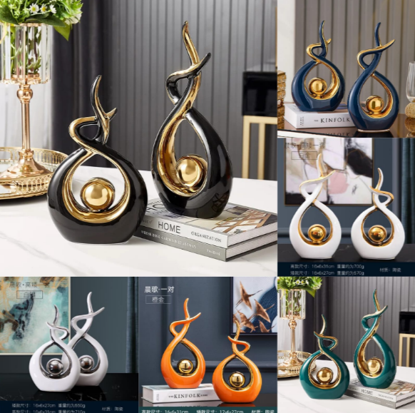 Decor Figurines - 2-in-1 European Ceramic Swirl Design