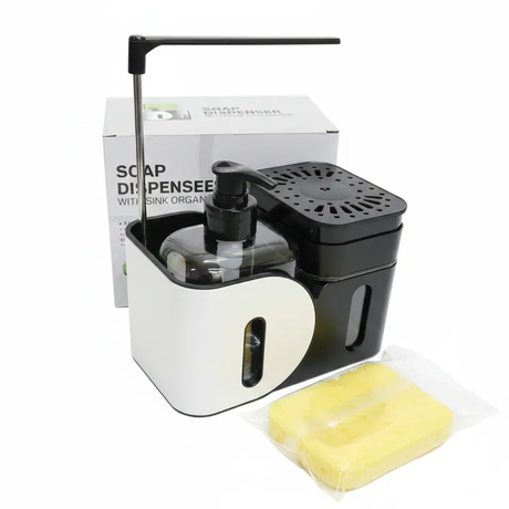 Soap Dispenser - 3-in-1 Sink Organiser with Sponge Holder and Towel Bar Kitchen & Dining Soap & Lotion Dispensers