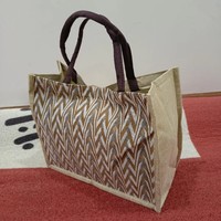 Geometric Print Pattern Tote Bag Jute Canvas Smart Casual 34x17x28cm Bags & Accessories Tote Bags