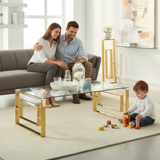 Coffee Table - Clear Tempered Glass Top with Gold Stainless Steel Frame Furniture Coffee Tables