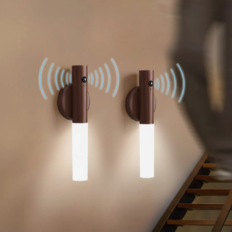 Rechargeable Magnetic Motion Sensor LED Night Light Walnut Wood 4M 120° Hallway Bedroom Stairs Bedside Portable Home & Garden Night Lights & Ambient Lighting