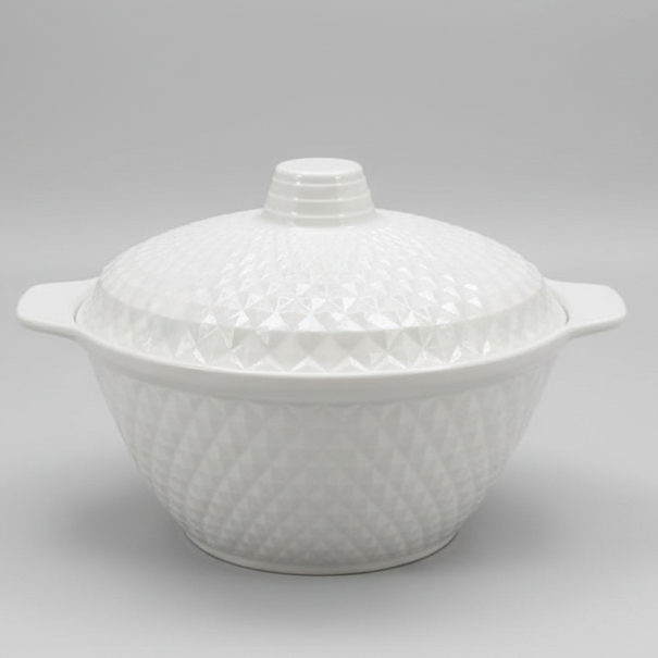 Melamine Serving Bowl with Lid 3L Textured Design