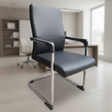 Visitor Chair - PU Leather with Chrome Cantilever Sled Base and Padded Armrests Black Furniture Office Chairs