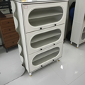 3-Tier Multipurpose Wood and Acrylic Cabinet Storage Rack Shoe Rack 60x30x140cm Oval Door White Home & Garden Storage Cabinets & Lockers