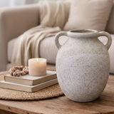 Nordic Ceramic Vase with Double Handles Speckled White Round Home & Garden Vases