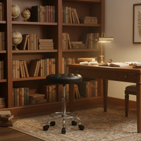 Tufted Round Salon Stool with Castors Furniture Office Chairs