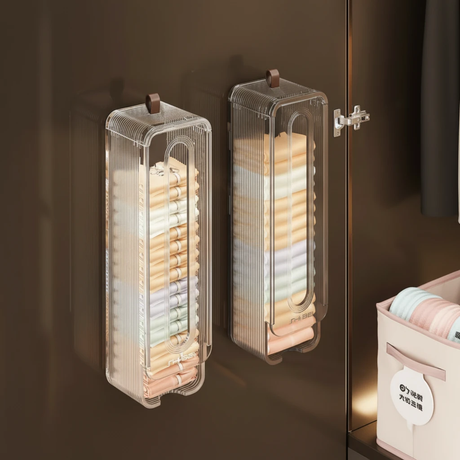 Wall Mounted Underwear Socks Organizer Box 10x8.5x30cm Transparent Ribbed Acrylic Space Saving Home & Garden Closet Organizers