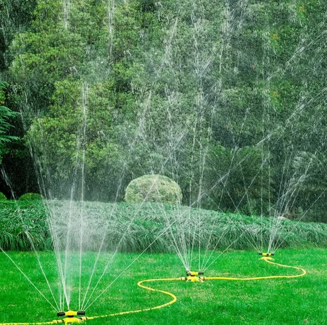 360° Rotating 3-Arm Garden Sprinkler Inlet Outlet Hose Connector Yellow Home & Garden Sprinklers