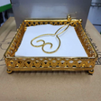 Luxury Gold Napkin Holder Serviette Holder Ornate Metal Filigree Tray Kitchen & Dining Napkin Holders