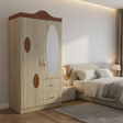 2-Door Beech Wardrobe with Mirror & Drawers Mirrored Wardrobes