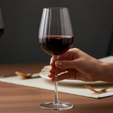Wine Glass Set - 320ml Vertical Ribbed Crystal Clear Long Stem 2pc or 6pc Kitchen & Dining Wine Glasses