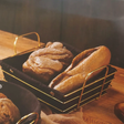 Bread Basket - Gold Wire Frame Black Linen Liner Rectangular Kitchen & Dining Serveware