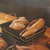 Bread Basket - Gold Wire Frame Black Linen Liner Rectangular Kitchen & Dining Serveware