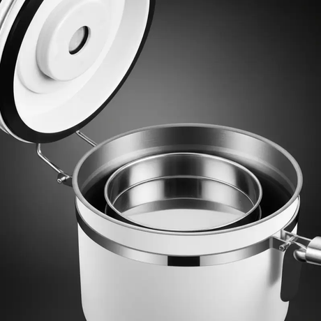 Airtight Stainless Steel Coffee Bean Canister CO2 Valve 1800ml White 16.5x15.5cm + Scoop Kitchen & Dining Food Storage Containers