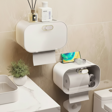 Luxury Gold Plated Wall Mounted Tissue Box with Storage Tray