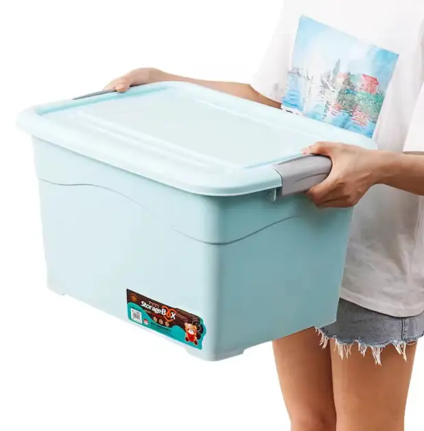 Storage Box - 25L Plastic with Secure Clip Lid and Handles Home & Garden Household Storage Containers