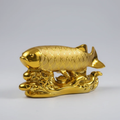 Modern Fish Statue Handcraft Porcelain Figurine Gold Tabletop Decor 25x6x12cm Home & Garden Figurines
