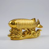 Modern Fish Statue Handcraft Porcelain Figurine Gold Tabletop Decor 25x6x12cm Home & Garden Figurines