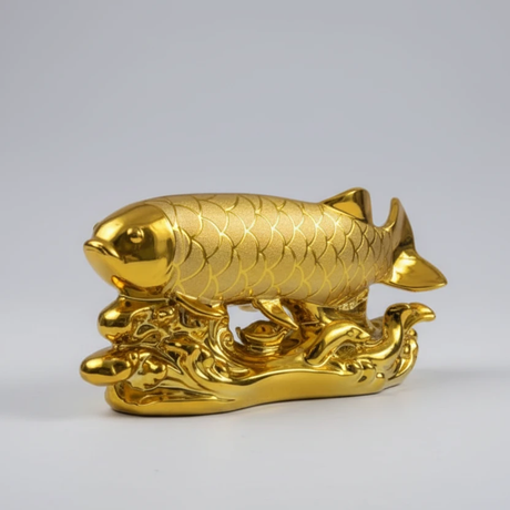 Modern Fish Statue Handcraft Porcelain Figurine Gold Tabletop Decor 25x6x12cm Home & Garden Figurines