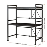 2-Tier Heavy Duty Telescopic Adjustable Microwave Stand Carbon Steel Black Kitchen & Dining Microwave Oven Accessories