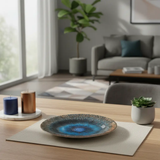 Dinner Plate - 10.5 inch Cat Eye Blue Reactive Glaze Ceramic Stoneware Kitchen & Dining Plates