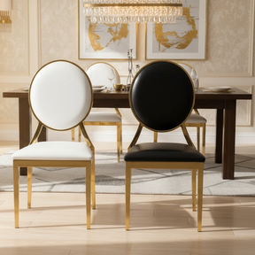 Dining Chair - Elegant Round Back with Gold Frame Furniture Kitchen & Dining Room Chairs