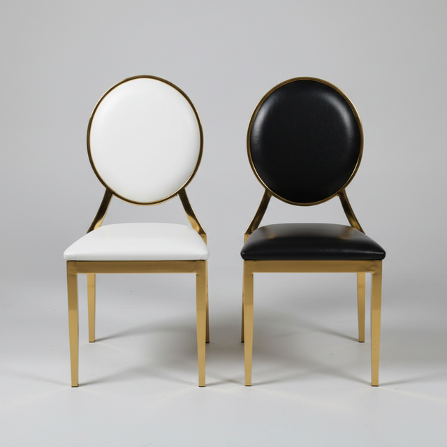 Dining Chair - Elegant Round Back with Gold Frame