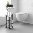 Toilet Roll Holder - 3-in-1 Freestanding with Storage Basket and Top Shelf Black Home & Garden Toilet Paper Holders