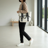 Gentlewoman Large Canvas Tote Bag With Bold Script Print And Lettered Straps Bags & Accessories Tote Bags