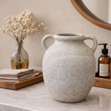Nordic Ceramic Vase with Double Handles Speckled White Round Home & Garden Vases