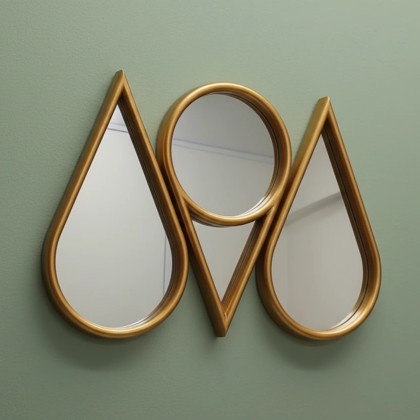 Wall Mirror - 3-in-1 Decorative Geometric Gold Home Decor Mirrors