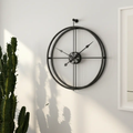 Nordic Open-Frame Double-Ring Wall Clock 50cm Minimalist Metal Black Gold Home & Garden Wall Clocks