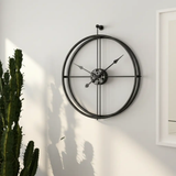 Nordic Open-Frame Double-Ring Wall Clock 50cm Minimalist Metal Black Gold Home & Garden Wall Clocks
