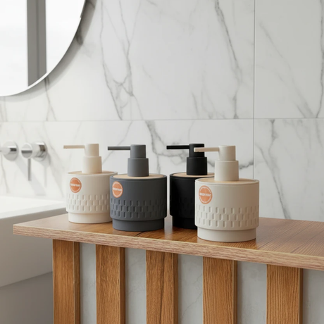 Bamboo Luxury Lotion Pump Dispenser with Textured Design Home & Garden Soap & Lotion Dispensers