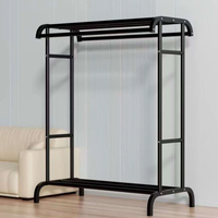 Freestanding Clothes Rack Top Bottom Shelf Side Shelves White 148x110x50.5cm Home & Garden Garment Racks
