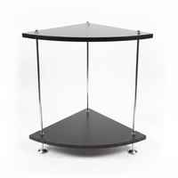 Two-Tier Corner Side Table with Chrome Poles Side Table End Tables
