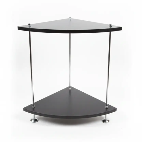 Two-Tier Corner Side Table with Chrome Poles Side Table End Tables
