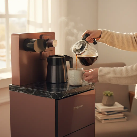 Water Dispenser - Bottom Load Premier Tea Bar with Hot Cold Warm Marble Top Rose Gold Electronics Water Coolers