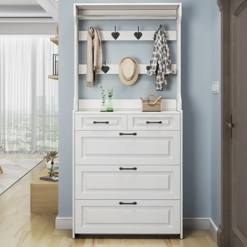 Hallway Cabinet - Multi-Function Shoe Storage with Coat Rack 220cm Furniture Storage Cabinets & Lockers