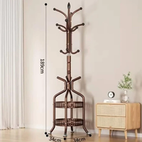 Heavy Duty Wrought Iron Coat Rack Floor Standing Bronze 189cm with 2-Tier Basket Shelf Home & Garden Coat & Hat Racks