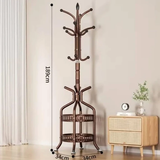 Heavy Duty Wrought Iron Coat Rack Floor Standing Bronze 189cm with 2-Tier Basket Shelf Home & Garden Coat & Hat Racks