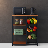 Asymmetric Kitchen Storage Rack Shelf Unit 90x30x122cm Wood Metal 3 Wire Baskets Microwave Baker's Rack Home & Garden Open Shelves