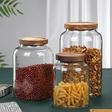 Glass Storage Jar - 3L Borosilicate with Acacia Wood Lid Airtight Silicone Seal Kitchen & Dining Food Storage Containers