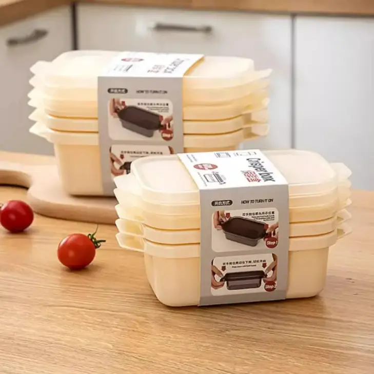 Food Storage Set - 3-Piece Airtight Crisper Stackable Cream Kitchen & Dining Food Storage Containers