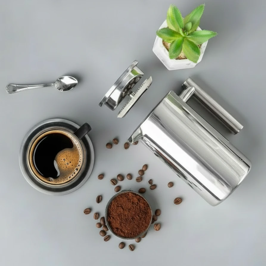 Mixpresso Stainless Steel French Press Coffee Maker 1000ml Double Wall Mirror Polish with Measuring Spoon Kitchen & Dining French Presses