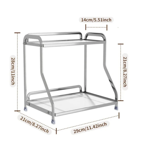 2-Tier Makeup and Perfume Organizer Rack Silver Metal Frame Home & Garden Household Storage Caddies