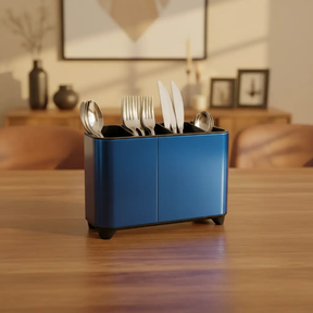Royal Blue Stainless Steel 4 Slot Cutlery Holder Rectangular Organizer Kitchen & Dining Utensil & Flatware Trays