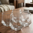 6-Piece Hexagonal Stemless Whisky Glass Set 300ml Crystal Clear Kitchen & Dining Drinkware Sets
