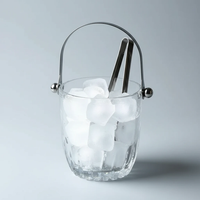 Ice Bucket - Portable Glass with Handle and Tongs Kitchen & Dining Ice Buckets