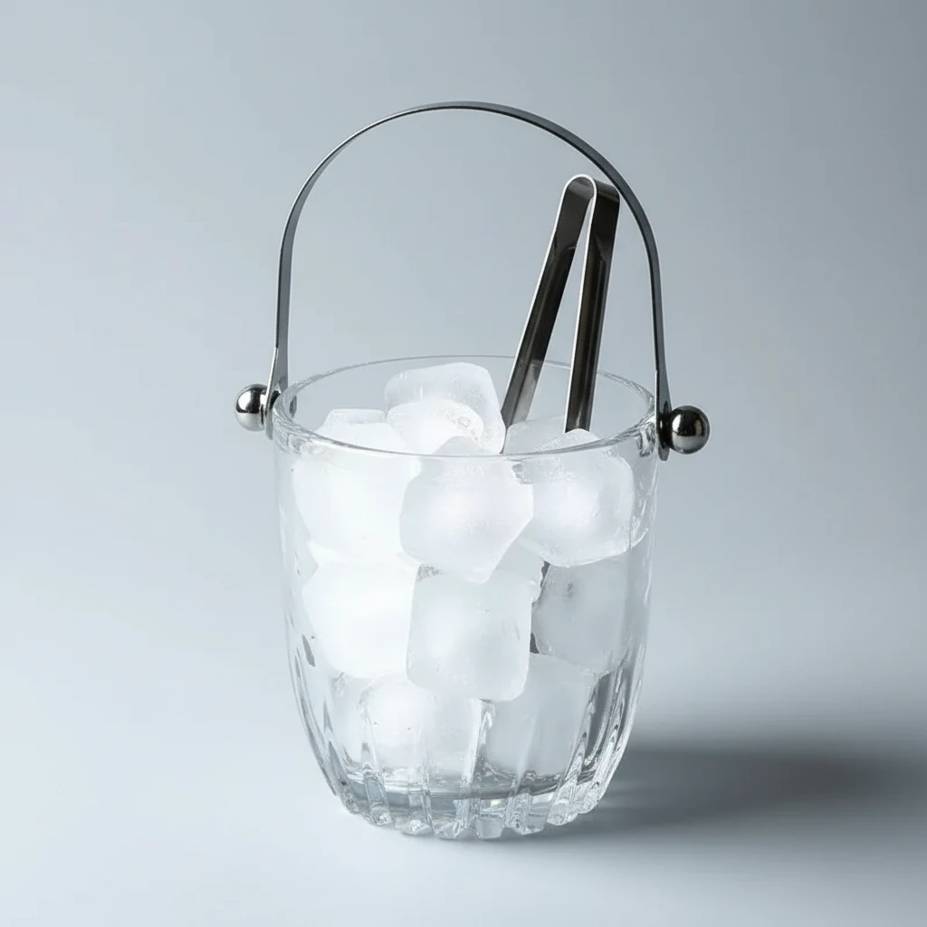 Ice Bucket - Portable Glass with Handle and Tongs Kitchen & Dining Ice Buckets